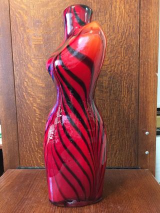 Stunning Large Vintage Murano Bust/Torso Vase,  Necklace Hold 17 - 1/8” Tall Red/Blk 3