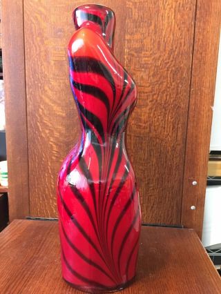 Stunning Large Vintage Murano Bust/Torso Vase,  Necklace Hold 17 - 1/8” Tall Red/Blk 6