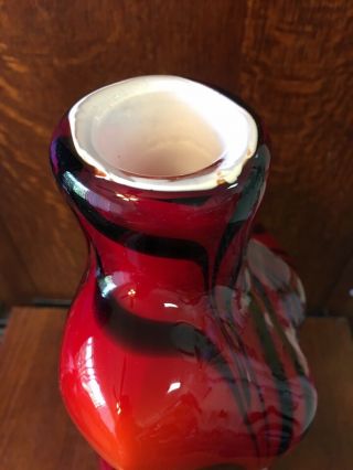 Stunning Large Vintage Murano Bust/Torso Vase,  Necklace Hold 17 - 1/8” Tall Red/Blk 7
