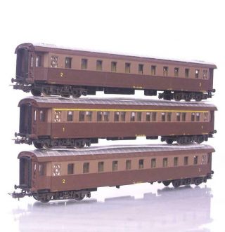 SMART VINTAGE RIVAROSSI HO - ITALIAN FS BROWN CLASS Az Bz COACHES - 3 CAR SET 6