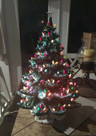 Vintage 23” Atlantic Ceramic 4 Piece Lighted Christmas Tree W/Bulbs 6