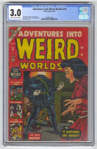 Adventures Into Weird Worlds 19 Cgc 3.  0 Vintage Marvel Atlas Pre - Hero Horror