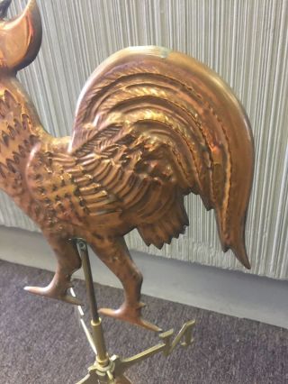 Vintage Brass & Copper Rooster Weathervane 3