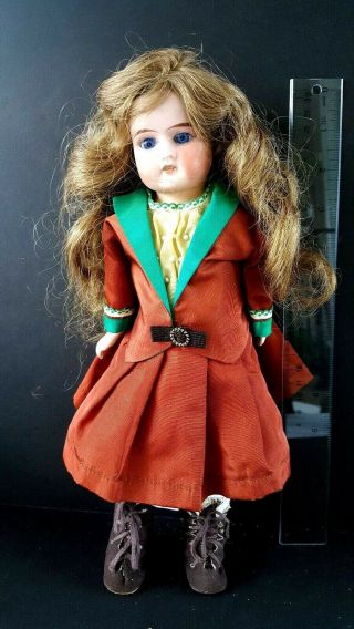 Antique doll German RUTH 14/0 bisque head Cloth body Blue Eyes 2