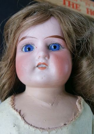 Antique doll German RUTH 14/0 bisque head Cloth body Blue Eyes 3