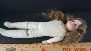 Antique doll German RUTH 14/0 bisque head Cloth body Blue Eyes 4