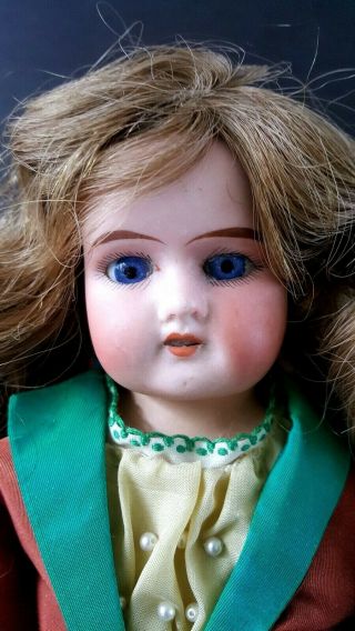 Antique doll German RUTH 14/0 bisque head Cloth body Blue Eyes 7