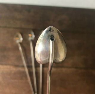 Set of 4 Vintage Sterling Silver Heart Shaped Ice Tea Julep Spoons,  Stirrers 2