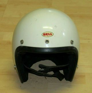 Vintage Snell Memorial 75 Bell Magnum Ii Motorcycle Helmet Dot White Size 7 1/4