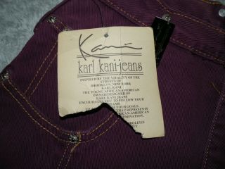 NWT VTG 90s Rare Karl Kani Hip Hop Purple Rave Metal Loose Fit Jeans Sz 30 X 32 7