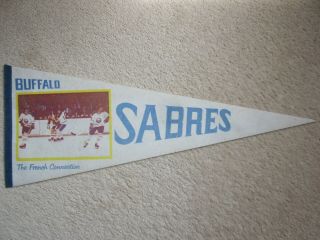 VINTAGE RARE BUFFALO SABRES THE FRENCH CONNECTION PHOTO PENNANT NHL THE AUD N Y 2