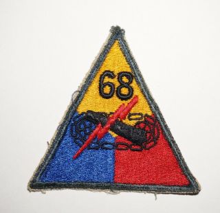 68th Tank Battalion Patch Post Wwii Dark Green Border Us Army P6682