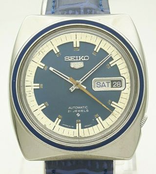 Vintage Seiko 5 Japan 21j Automatic 6119 - 8490 Steel Day Date Men 