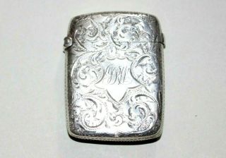Solid Silver Antique Vesta Match Case.  London.  1864.