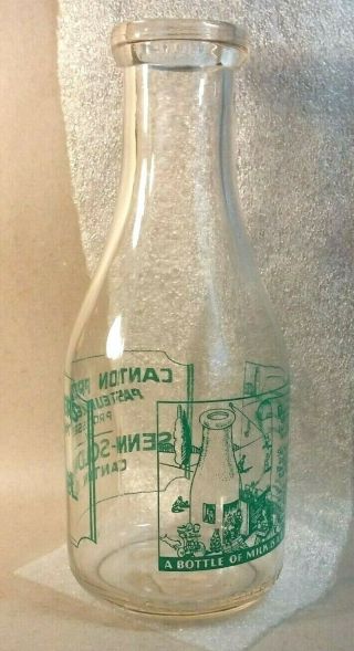 Vintage Milk Bottle Enameled Nursery Rhimes Canton,  Illinois