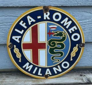Vintage Alfa - Romeo Motor Oil Gasoline Porcelain Metal Sign Station Pump Plate