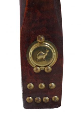Vintage Egyptian Camel Foot Stool Ottoman Saddle Leather Wood Embossed Brass 7