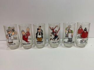 Rare Vintage 1975 Coca Cola Kollect - A - Set Of (6) Popeye Series Drinking Glasses