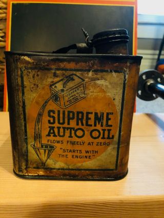 Early Vintage Gulf Supreme Motor Oil 1 Gallon Can 4