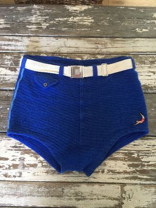 Vintage Men’s Wool Swim Trunks Blue Swimsuit 1920s - 30s
