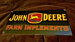 Vintage John Deere Porcelain Gas Tractor Engine Farm Implements Service Sign