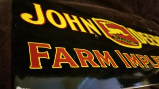 VINTAGE JOHN DEERE PORCELAIN GAS TRACTOR ENGINE FARM IMPLEMENTS SERVICE SIGN 7