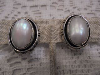 ANTIQUE STERLING SILVER PEARL CLIP EARRINGS 3
