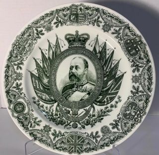 Rare Antique Wedgwood Edward Vii Coronation Plate.  10.  5 Inches.  Made In England