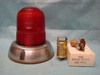 Vintage Peterson Emergency Light Kit Tung Sol 12v Flasher Rotary Switch Nos Lamp