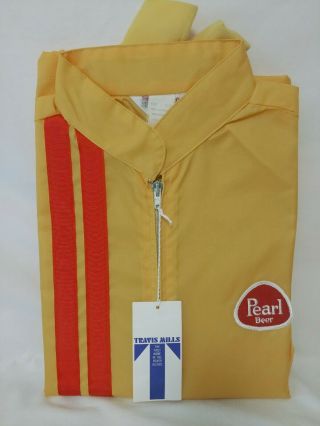 Vintage Swingster Pearl Beer Delivery Racing Jacket Made In Usa Yellow Red Nos