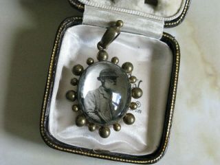 Antique Victorian Hair Picture Mourning/lovers Photo Locket Pendant