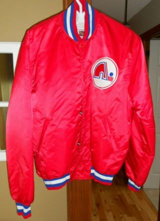 Vintage Quebec Nordiques Nhl Hockey Winter Jacket Large Starter Rare Red