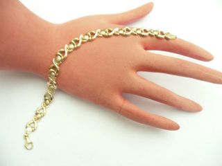 Fab Vintage Solid 9ct Gold Fancy Anchor Link Chain Bracelet 6.  8 Grams 7.  75 " Inch