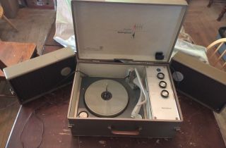 Vintage Westinghouse Suitcase Stereophonic Record Player With Speakers