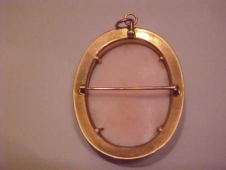 Antique Vintage Solid 10K Yellow Gold Victorian Carved Pink Cameo Pin Brooch 3
