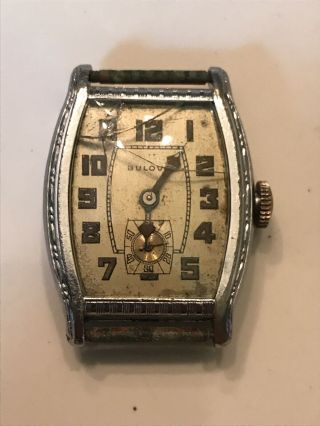 Rare Vintage 1920 ' s Art Deco Bulova Mens Watch 10AN With Dust Protector 2