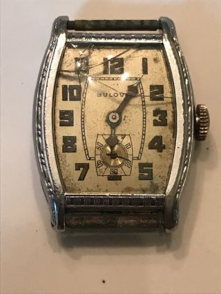 Rare Vintage 1920 ' s Art Deco Bulova Mens Watch 10AN With Dust Protector 3