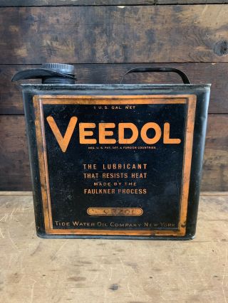 Rare Early Veedol 1 Gallon Oil Can,  Tidewater Oil Company,  Forzol