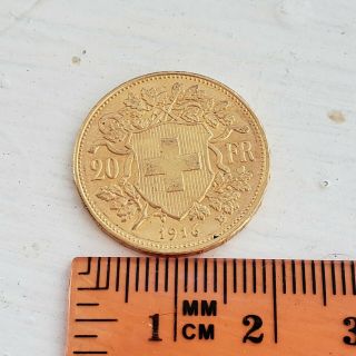 1916 20 Francs Swiss Helvetia Vreneli Gold Coin Switzerland rare Franken real 3