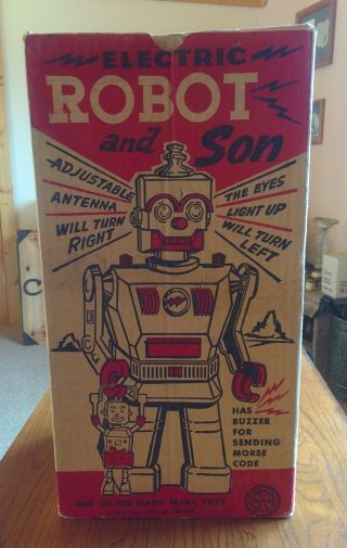 Vintage 1950 ' s Marx Electric Robot and Son Battery Operated Toy with Orig.  Box 2