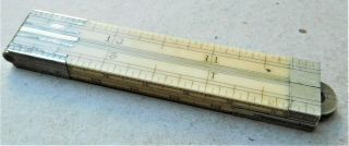 C1890 Pellischer Victorian Bovine Bone Folding Rule Ruler Vintage
