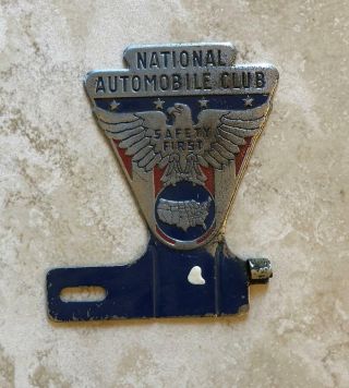 National Automobile Club Safety First Vintage License Plate Topper