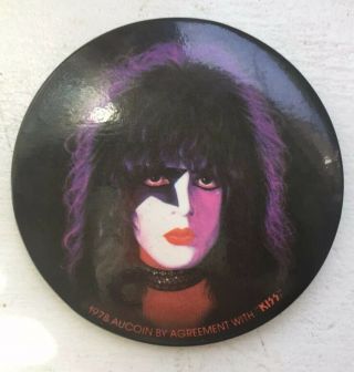 1978 Vintage Kiss Paul Stanley Button Official Aucoin Pin End Of The Road Tour