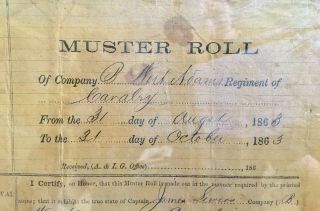 Rare Civil War Confederate Mississippi Cavalry Muster Roll Wirt Adams/nb Forrest