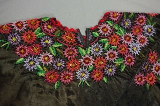 Maya Guatemalan Vintage Multi Color Hand Beaded Floral Huipil Poncho 4