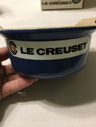Vintage Le Creuset Blue Fondue Set Chocolate Pot 14 Enamel Cast Iron France NIB 5