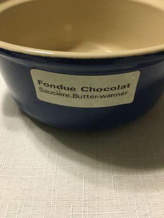 Vintage Le Creuset Blue Fondue Set Chocolate Pot 14 Enamel Cast Iron France NIB 6