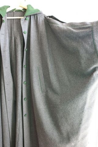 Vintage Women ' s Austrian TYROLER LODEN Coat PONCHO Cape Grey Green Wool 12 / 42 4