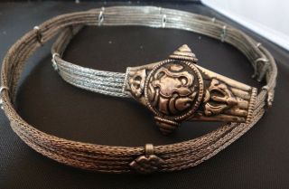 Vintage 20th Century Handcrafted Silver Belt Rope Made In Nepal