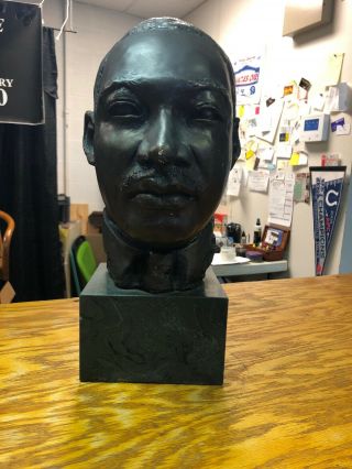 Large Vtg Portrait Bust Sculpture Of Martin Luther King Jr.  On Marble Base 13.  5”